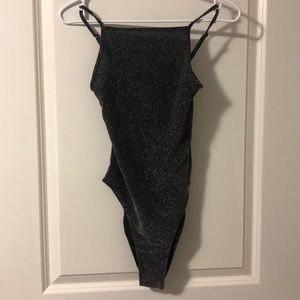 Sparkley grey and black body suit